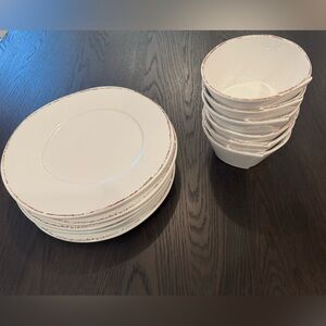 Vietri White and Brown Dinnerware Set